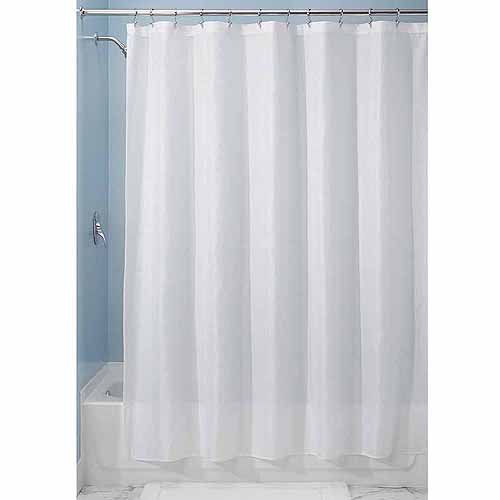 iDesign Carlton Fabric Shower Curtain, Standard 72" x 72", White