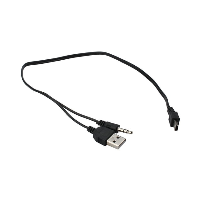 Cable de carga USB 2.0 de 45cm 2 PCS a Mini B macho con conector de jack de 3.5mm