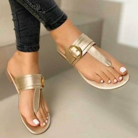 

Cathalem Summer Flip Flops Fashion Flat Non Slip Beach Slippers Women Casual Shoes Cork Wedge Sandals Women Tan A 9