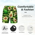 thumbnail image 3 of Yiaed Avocado Green Striped Print Mens Swim Trunks Bathing Suit Compression Liner Beach Swim Shorts Swimwear Quick Dry Zipper Pocket No-Chafing Board Short-XX-Large, 3 of 6