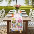 thumbnail image 4 of Easter Eggs Table Runner, Spring Floral Gnomes Plants Butterflies Pink Plaid Cotton Linen Table Runners 108 Inches Long, Dresser Scarf Runner for Dining/Living Room/Kitchen/Square Tables 13''x108'', 4 of 9