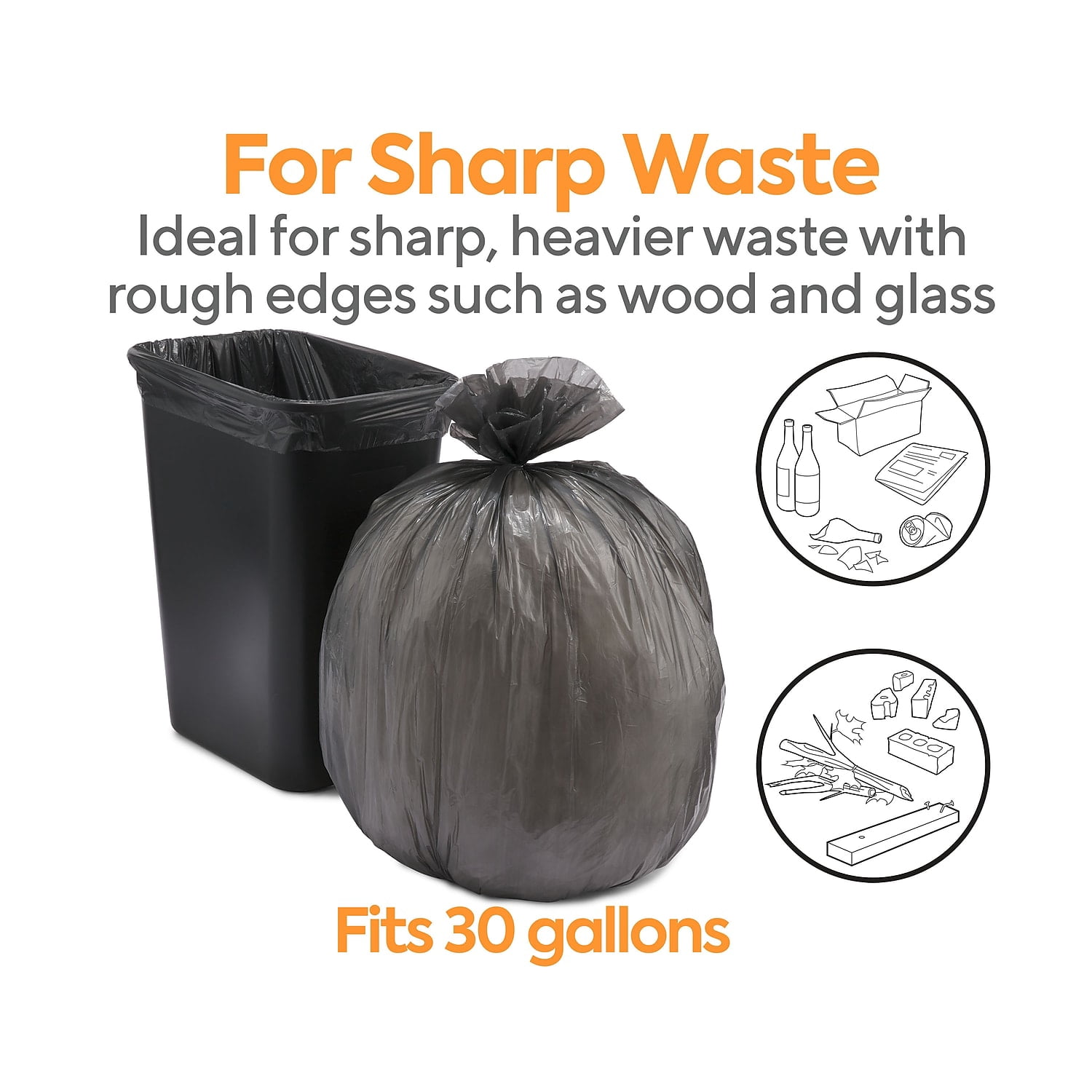 Staples Coastwide Trash Bags 20-30 Gallon 30x36 Low Density 0.45 Mil Black 250 CT 814875
