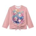 thumbnail image 5 of Xixirimido Pink Axolotls & Bubbles Pattern Girls Casual Tunic Tops Tie-hem Long Sleeve Loose Soft Blouse T-Shirt Cute Graphic Girls Shirts, Size 9-10, 5 of 7