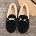 thumbnail image 6 of Women’s Fuzzy Lined Loafers, Winter Warm Faux Suede Moccasin Flat Shoes, Metal Buckle Slip‑On Casual Walking Shoes, 6 of 9