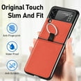 thumbnail image 4 of SaniMore for Samsung Galaxy Z Flip 4 6.7" Slim All-Inclusive Magnetic Folding Case, PU Leather Case with Wireless Charging & Ring Kickstand Full Body Protective Case for Samsung Z Flip 4, Orange, 4 of 8
