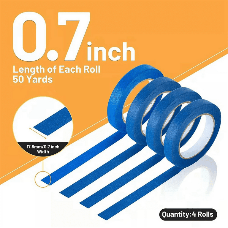 ckepdyeh Blue Painters Tape Masking Tape Bulk, Blue Tape for Painting  Automotive Walls Packing Removable Free Residue, 4 Rolls 