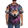 thumbnail image 3 of Kdxio Men's Hawaiian Shirt for Men Short Sleeve Shirt Colorful Wolf Head A Summer Casual Holiday Beach Button Down T-Shirts, 3 of 5