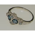thumbnail image 3 of 925 Sterling Silver Natural London Blue Topaz & Aquamarine Womens Promise Ring - Size 6.5, 3 of 5