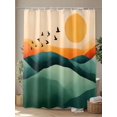 thumbnail image 4 of Boanket Polyester Fabric Green Orange Mountain Shower Curtain, Sunset Birds Abstract Art Waterproof Bathtub Curtain Bathroom Decor Set with Hooks 72 x 96 Inches,, 4 of 6