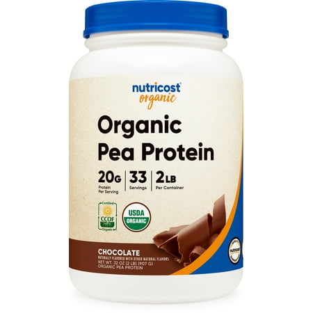 Nutricost Organic Pea Protein Powder Chocolate (2 LB) Protein from Plants, Non-GMO