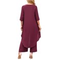 thumbnail image 3 of INSPIRE CHIC Women's 2 Piece Chiffon Sets Summer Dressy Pantsuits High Low Top Pants Set Formal Wedding Guest Outfit S Deep Burgundy, 3 of 6