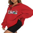 thumbnail image 2 of Women‘s Christmas Loose Pullover  Long Sleeve Quarter Zip Sweatshirt, 2 of 9