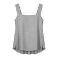thumbnail image 4 of Gealkoca Women's Square Neck Tank Tops Summer Casual Sleeveless Top Women's Solid Color Buttoned Cotton Linen Tank Top, 4 of 7