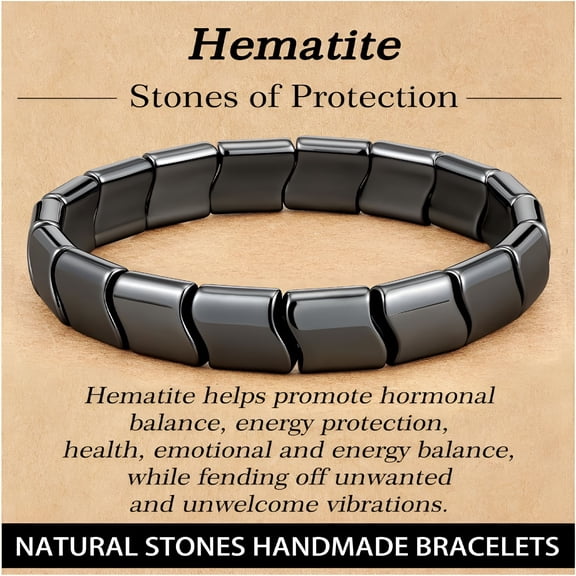 DESIGNICE Hematite Bracelet Men Natural Stones Handmade Bracelets Masculine Energy Male Healing Bracelets for Mens Inspirational Jewellery