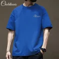 thumbnail image 3 of Camiseta de manga corta para hombre de estilo americano, 200 g, algodón puro, color sólido, gruesa, no transparente, corte holgado, moderna, 3 of 4