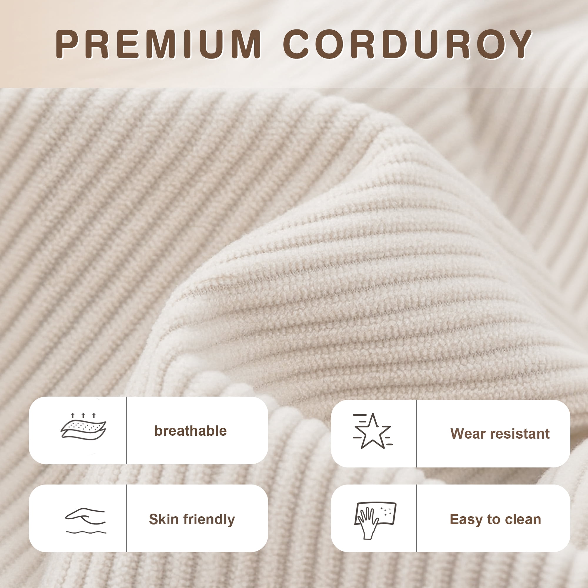 71” Corduroy Sofa for Living Room, AAQZ Small Comfy Couch for Small Space, One Box, Loveseat,Beige