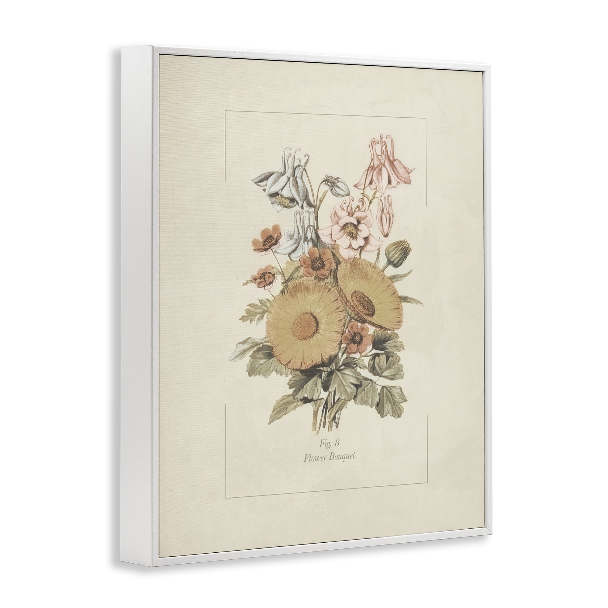 Stupell Industries Flower Bouquet Vintage Garden White Framed Giclee Art, design by Dan Meneely