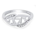 thumbnail image 3 of AFFY 0.01CT Natural White Diamond "MOM" Ring in 14K White Gold over Sterling Silver-9, 3 of 8