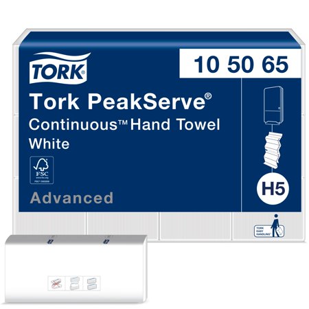 Tork Peakserve Continuous Hand Towel White H5, Advanced, Compressed, 12 X 410 Sheets, 105065