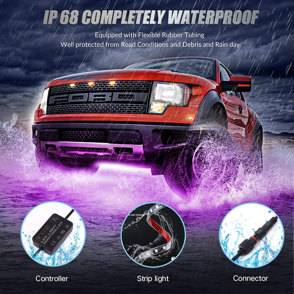 KORJO Car Underglow Lights 6 Pcs Bluetooth Led Strip Lights with Dream Color Chasing APP Control 12V 300 LEDs Underbody Lights Waterproof Underglow Led Light Kit for Cars Trucks Boats C17 Walmart