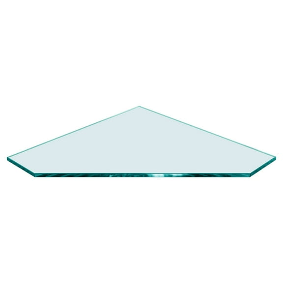 Dulles Glass 16" x 16" Pentagon Glass Corner Shelf - Shelf Only - Tempered - 3/8" Thick - Flat Polished