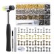 thumbnail image 1 of Leather Rivets, 600 PCS Multicolor Double Cap Rivets, Leather Rivet Kit with Hollow Punch,Punch Tool and Rubber Harmmer, 1 of 5