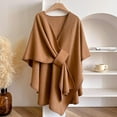 thumbnail image 2 of Elegant Knitted Cape Wrap Shawl Cardigan, Soft Loose Fit Long Outerwear Cover Up for Women, Cross Front Poncho Sweater Topper for Fall Winter Evening Wear, 2 of 7