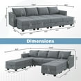 thumbnail image 3 of HONBAY Modular Sectional Sleeper Couch with Reversible Storage Chaises 4-Seat Couch, Bluish Grey, 3 of 7