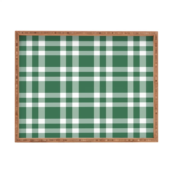 Society6 Cheery Checks Pine by Lisa Argyropoulos Rectangular Bamboo Tray