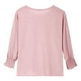 thumbnail image 4 of KAUOD Girls Summer 3/4 Puff Sleeve Crewneck Tops Trendy Tees Shirts for Teen Casual Solid Color Soft Tshirt Blouses, 4 of 4