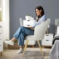 thumbnail image 5 of Velvet Accent Chair with Gold Metal Legs, Vanity Chair for Makeup Room, Upholstered Guest Chair for Living Room, Side-Chair for Bedroom, White, 5 of 7
