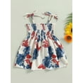 thumbnail image 4 of Wassery Toddler Girls Sling Dress Baby Sleeveless Tie-Up Spaghetti Strap Floral Print A-line Dress Infant Summer Casual Ruched Dress Beach Sundress, 4 of 7