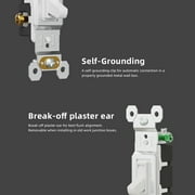 Hyper Tough 15A Single Pole Toggle Switch, Impact Resistant Housing, Self Grounding, Quick Wiring Terminals, White