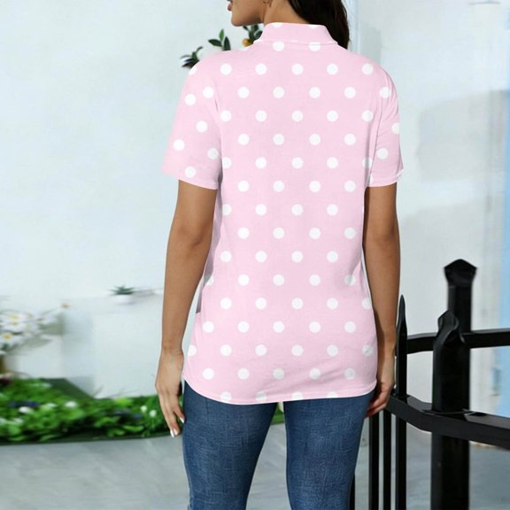 Cilsoka Womens Short Sleeve Tops Mock Neck Lightweight Cute Polka Dots Summer Shirts Dressy Casual Basic Office Work Blouse Clothes