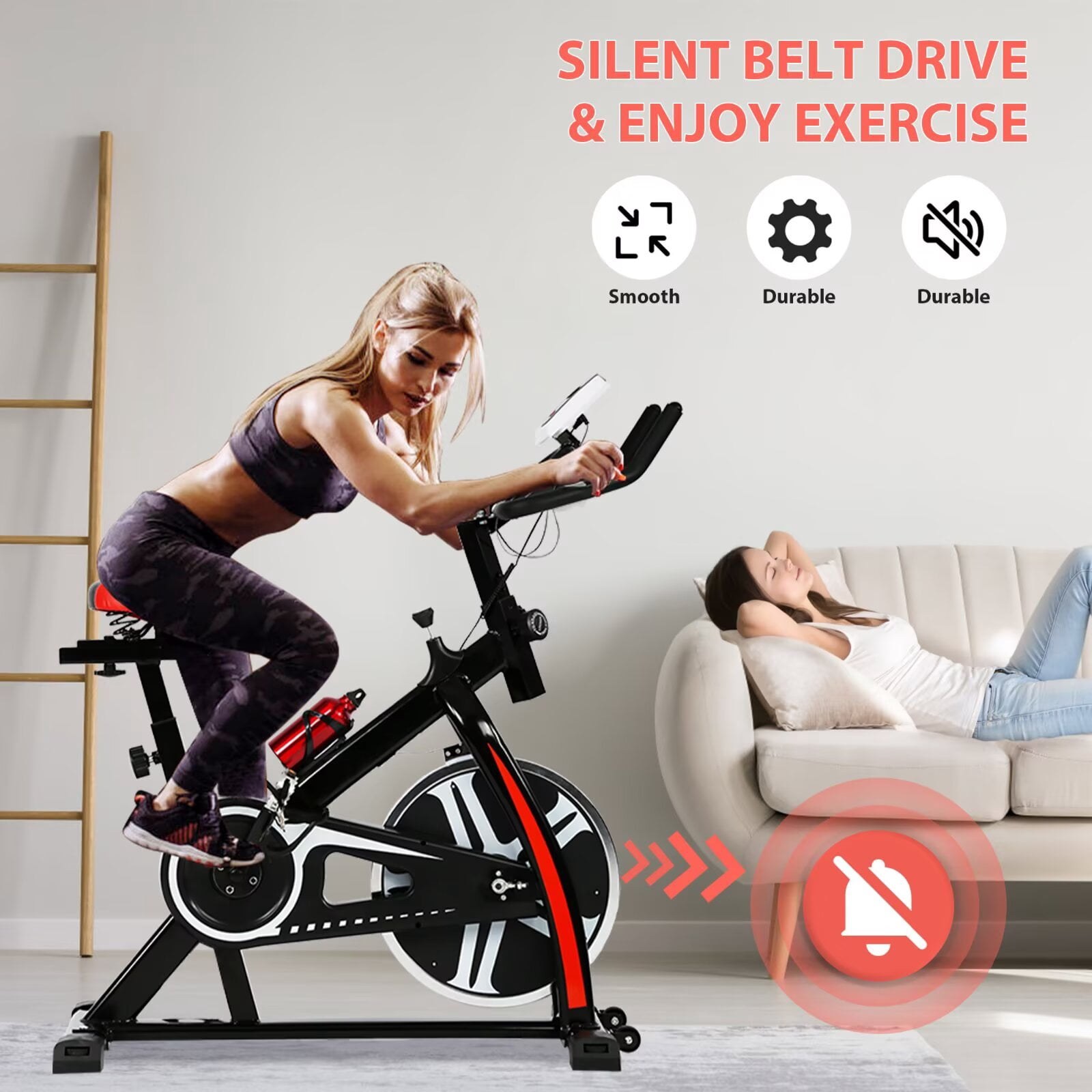 YRLLENSDAN,Electric Bike for Adults,Stationary Bikes for Home,Steppers for Exercise At Home,Led Display,Exercise Bikes for Home,Black