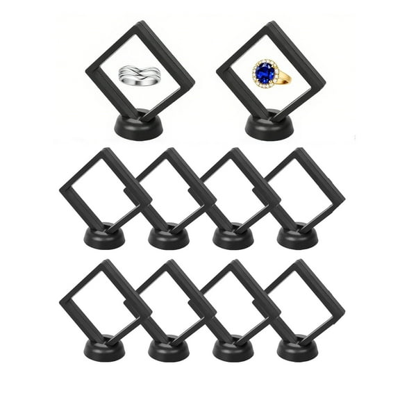 10Pcs 3D Floating Coin Display Frame Stand Holder Case Box