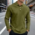 thumbnail image 5 of Men's Button Down Long Sleeve Shirt Turndown Collar Pullover Cotton Polyester Spandex Blend Solid Color Casual Top For Daily Office Work | Zenithor,Army Green L, 5 of 7