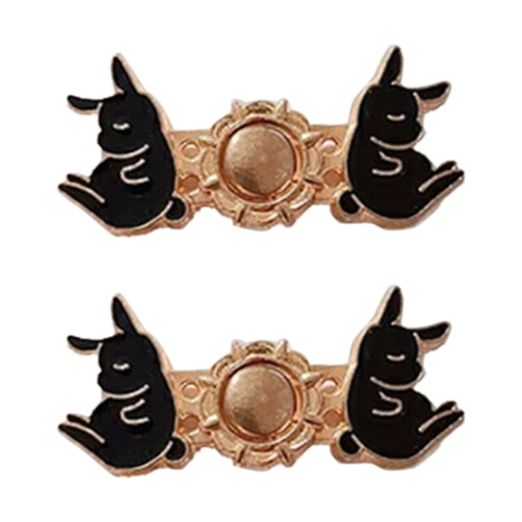 2pcs Adjustable Pants Waist Tightener - Metal/Plastic, Bunny/Cat/Flower Designs, Reduces Waistband by 2-4cm, Suitable for Jeans & Skirts
