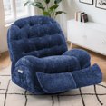 thumbnail image 1 of Lnsenfin Oversized Power Swivel Rocker Recliner Chair for Adults Chenille for Living Room,Blue, 1 of 7