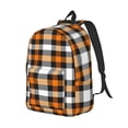 thumbnail image 2 of Balery Orange Plaid Vintage Canvas Backpack for Men and Women - Large Capacity, Durable Travel Laptop Bag for School, Work, Hiking, and Outdoor Activities, 2 of 7