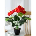 thumbnail image 2 of 1/2 Bundles Artificial Flowers Simulated Anthurium Green Plants for Home Furnishings Hotel Decorations, 2 of 6