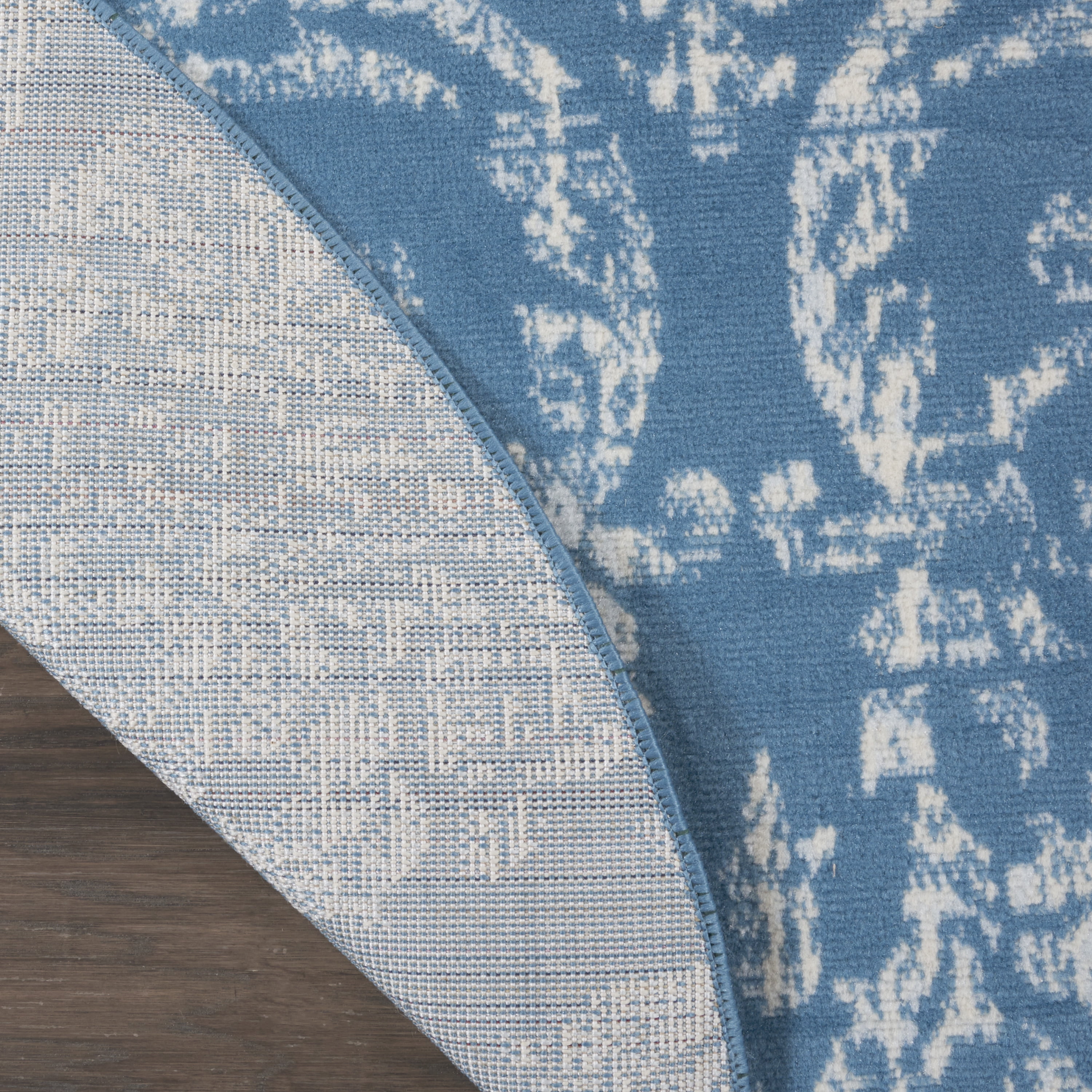 Nourison Bliss Vintage Farmhouse Blue 5'3" x Round Area Rug, (5' Round)