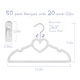 thumbnail image 5 of GOSCHE Kids Gray Velvet Clips Hangers - 13inch 50 Pack Toddler Clothing Hanger with 20pcs Movable Clips - Gray, 5 of 7
