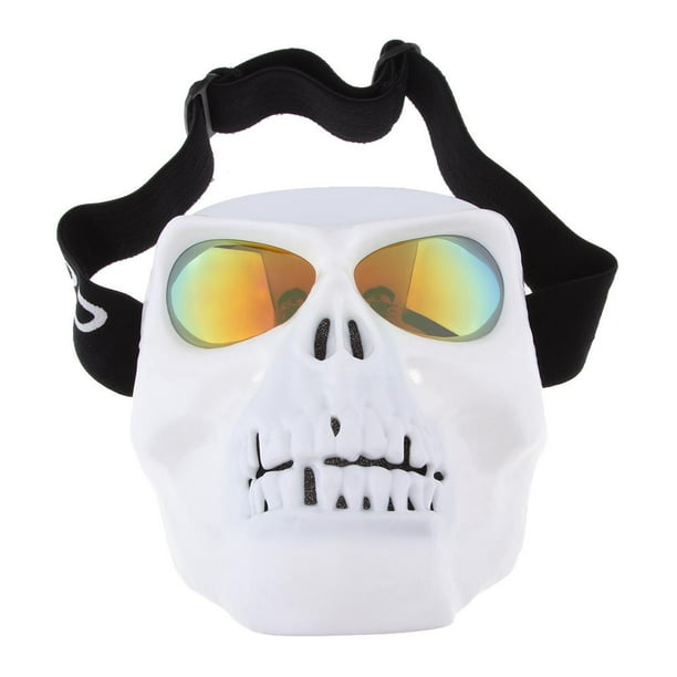 Gafas protectoras para motocicleta, motocross, calavera Blanco + amarillo