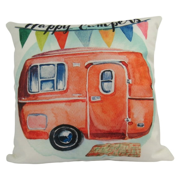 Happy Camper | Orange | Pillow Cover | Camper Decorations | Throw Pillow | Vintage Camper | Camper Gifts | Camper Decor | Gift Ideas