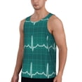 thumbnail image 2 of Xecao ECG Wave Men's Tank Top Workout Quick Dry Sleeveless Gym Jogging Muscle Shirts Summer Swim Beach Tops, 2 of 9
