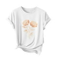 thumbnail image 2 of Womens Summer T-Shirts Heart Print Crew Neck White Blouses Cotton Short Sleeve Tops with Graphic, 2 of 4
