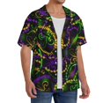 thumbnail image 4 of Disketp Men's Hawaiian Neon Mardi Gras Print Shirts Button Down Holiday Beach Shirts-X-Large, 4 of 7