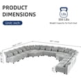 thumbnail image 3 of LLappuil Modular Sectional Sofa, 16 Seat Oversized Modular Sectional Sofa with Storage, 4 Corner Large Seat, Adjustable Armrest, 25.6" Deep Seat Chenille Corner Sofa Couch Gray, 3 of 10