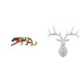 thumbnail image 1 of Escultura de cabeza de ciervo, adorno de pared, figura decorativa, artesanía animal, regalo, material de resina, finamente tallado y pulido, ideal par, 1 of 8